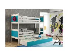 JUSTyou Leon Lit superposé Bleu 80x185 cm