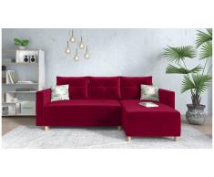 JUSTyou Lamone Canapé d'angle Rouge Velours