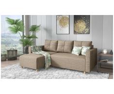 JUSTyou Livenza Canapé d'angle Beige Tissu structure