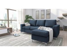 JUSTyou Eli Canapé d'angle Bleu Tissu structuré