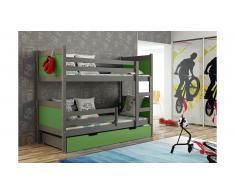 JUSTyou Leon Lit superposé Vert 80x185 cm