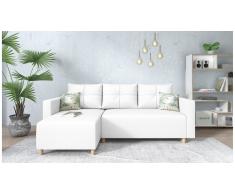 JUSTyou Lamone Canapé d'angle Blanc Cuir synthetique