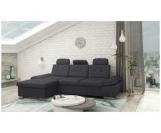 JUSTyou Carlota Canapé d'angle Gris Tissu structuré