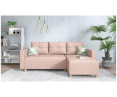 JUSTyou Lamone Canapé d'angle Rose Tissu structure