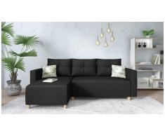 JUSTyou Lamone Canapé d'angle Noir Tissu structure