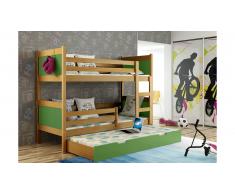 JUSTyou Leon Lit superposé Aulne Vert 80x185 cm