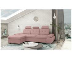 JUSTyou Carlota Canapé d'angle Rose Tissu structuré