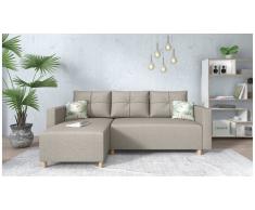 JUSTyou Lamone Canapé d'angle Beige Tissu structure