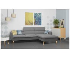 JUSTyou Nuno Canapé d'angle Gris Tissu structuré