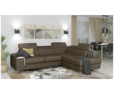 JUSTyou Caio Canapé d'angle Marron Cuir synthétique