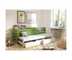 JUSTyou KOBI II Lit gigogne enfant Vert Blanc