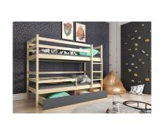 JUSTyou Nodi Lit superposé Pin Anthracite 80x185 cm