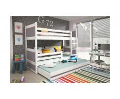 JUSTyou Lora+lit supplémentaire Lit Blanc Anthracite