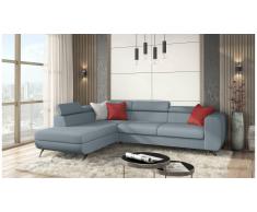 JUSTyou Corina Canapé d'angle Bleu Tissu structuré