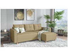 JUSTyou Livenza Canapé d'angle Latte Tissu structure