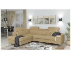 JUSTyou Caio Canapé d'angle Latte Tissu structuré