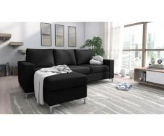 JUSTyou Eli Canapé d'angle Noir Cuir synthétique