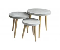JUSTyou Gray Table d'appoint 3-Set Gris Chene