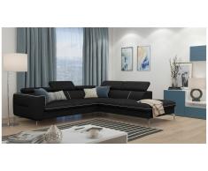 JUSTyou Diogo Canapé d'angle Noir Tissu structuré