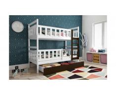 JUSTyou Tobi Lit superposé Blanc Chocolat 80x185 cm