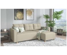 JUSTyou Livenza Canapé d'angle Beige Tissu structure