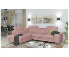 JUSTyou Caio Canapé d'angle Rose Tissu structuré