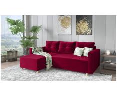 JUSTyou Livenza Canapé d'angle Rouge Velours