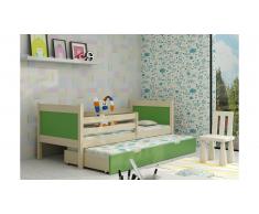 JUSTyou Leon Lit fonctionnel Pin Vert 80x185 cm