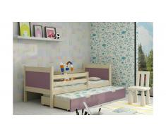JUSTyou Leon Lit fonctionnel Pin Violet 80x185 cm