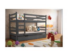 JUSTyou Nemo Lit superposé Anthracite 80x185 cm