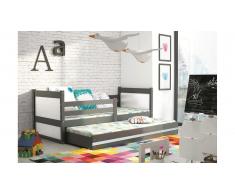 JUSTyou Lora+lit supplémentaire Lit Anthracite Blanc