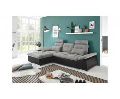 JUSTyou Minnesota Canapé d'angle Noir Argent