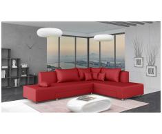 JUSTyou Livia Canapé d'angle Rouge Cuir synthétique