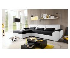 JUSTyou Alaska Canapé d'angle Blanc Noir