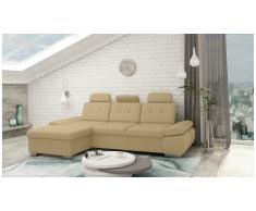 JUSTyou Carlota Canapé d'angle Latte Tissu structuré