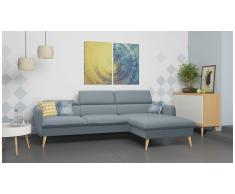 JUSTyou Nuno Canapé d'angle Bleu Tissu structuré