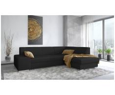 JUSTyou Panaro Canapé d'angle Noir Tissu structure