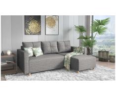 JUSTyou Livenza Canapé d'angle Gris Tissu structure