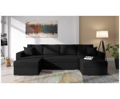 JUSTyou Savio Canape panoramique Noir Cuir synthetique