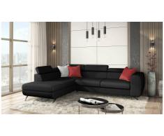 JUSTyou Corina Canapé d'angle Noir Tissu structuré