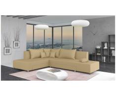 JUSTyou Livia Canapé d'angle Latte Tissu structuré