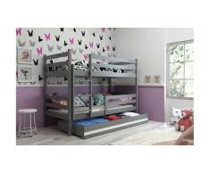 JUSTyou Kera Lit superposé Anthracite Blanc