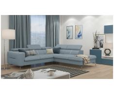 JUSTyou Diogo Canapé d'angle Bleu Tissu structuré