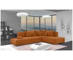 JUSTyou Livia Canapé d'angle Orange Velours