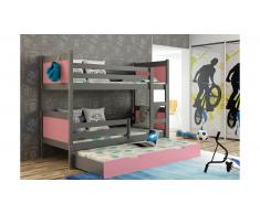 JUSTyou Leon Lit superposé Rose 80x160 cm