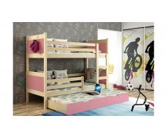 JUSTyou Leon Lit superposé Pin Rose 80x185 cm