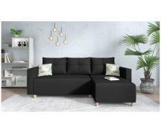 JUSTyou Lamone Canapé d'angle Noir Cuir synthetique