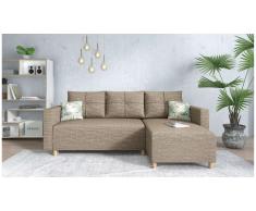 JUSTyou Lamone Canapé d'angle Beige Tissu structure