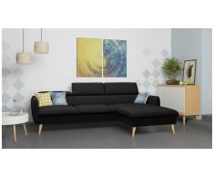 JUSTyou Nuno Canapé d'angle Noir Tissu structuré