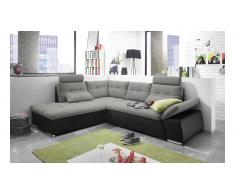 JUSTyou Missouri Canapé d'angle Noir Argent